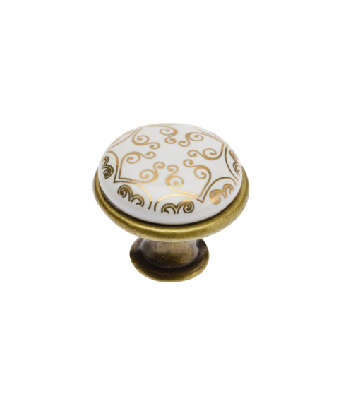 Pomo de porcelana 0728-J4 C-Orient Gold latón envejecido