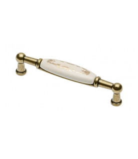 Tirador de porcelana 0728-BX, X-ornamento dorado, dorado envejecido