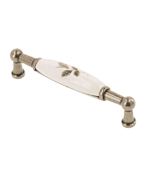 Tirador de porcelana 0728-BB, B-flor marrón, dorado envejecido