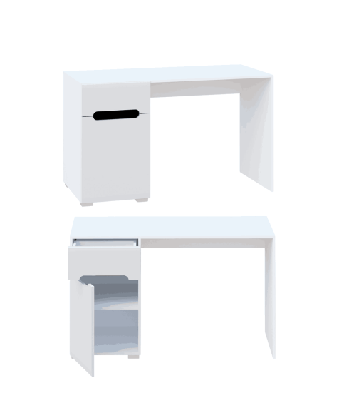 ESCRITORIO BLANCO BRILLO CON INSERCIONES NEGRO / ROBLE APPALACHI