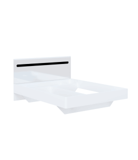 CAMA BIANCO DOBLE 160 BLANCO BRILLO CON INSERCIONES NEGRO / ROBLE APPALACHI