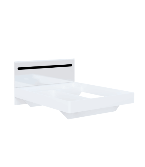 CAMA BIANCO DOBLE 160 BLANCO BRILLO CON INSERCIONES NEGRO / ROBLE APPALACHI
