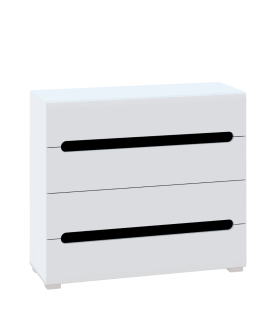 BIANKO CÓMODA BLANCO BRILLO CON INSERCIONES NEGRO / ROBLE APPALACHI