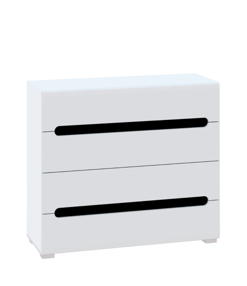 CÓMODA BLANCO BRILLO CON INSERCIONES NEGRO / ROBLE APPALACHI
