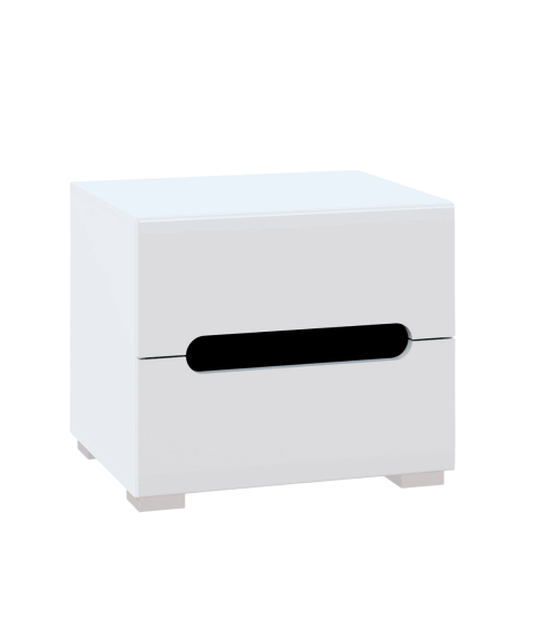 MESITA DE NOCHE BLANCA BRILLO CON INSERCIONES NEGRO / ROBLE APPALACHI