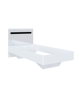 CAMA BIANCO INDIVIDUAL 90 BLANCO BRILLO CON INSERCIONES NEGRO / ROBLE APPALACHI