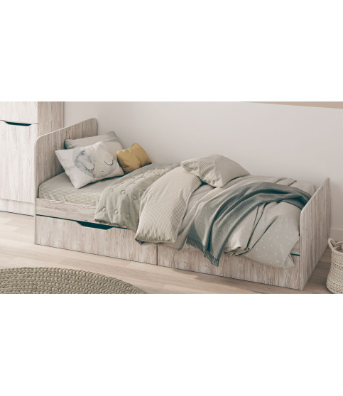 CAMA INDIVIDUAL SERIE LOKI 0,9 ARTVUD CLARO 950x500x2042