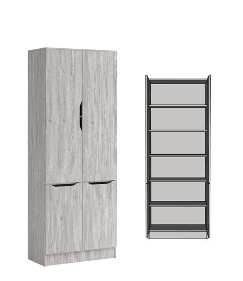 ARMARIO SERIE LOKI 4D ARTVUD CLARO 800x2100x400