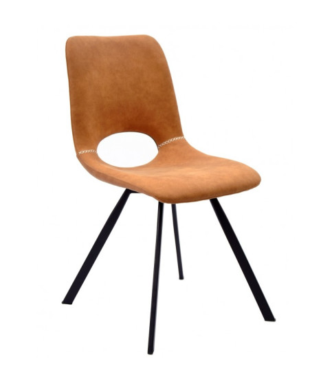 Silla ANTIBES NEW, metal, similpiel marrón oscuro