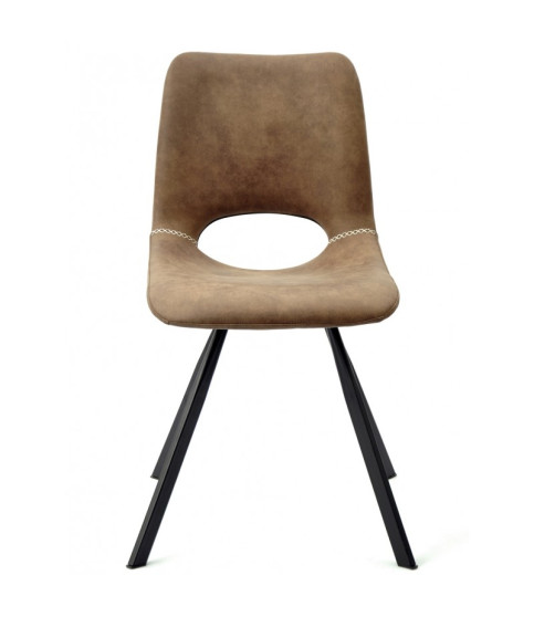 Silla ANTIBES NEW, metal, similpiel marrón oscuro
