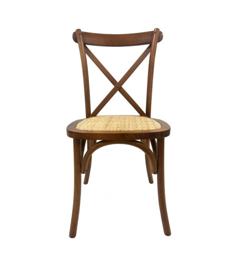 Silla CROSS SX, madera de haya, nogal, asiento de ratán