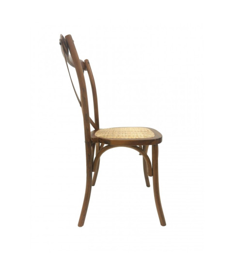 Silla CROSS SX, madera de haya, nogal, asiento de ratán