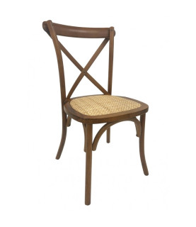Silla CROSS SX, madera de haya, nogal, asiento de ratán