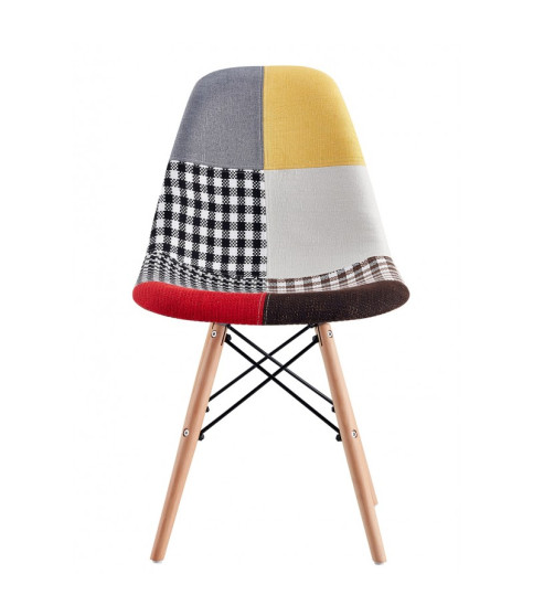 Silla STAR PAT24, madera, tejido patchwork color 24