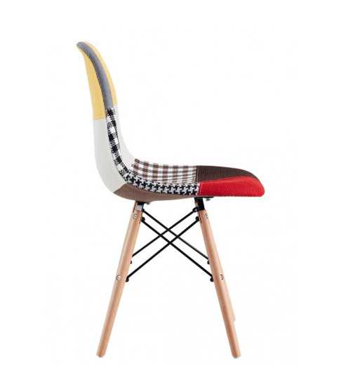 Silla STAR PAT24, madera, tejido patchwork color 24