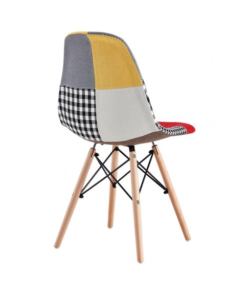 Silla STAR PAT24, madera, tejido patchwork color 24