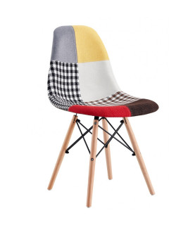 Silla STAR PAT24, madera, tejido patchwork color 24