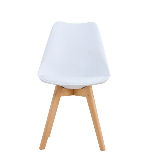 Silla TORRE 4P ( SU ), madera, polipropileno y cojín blanco