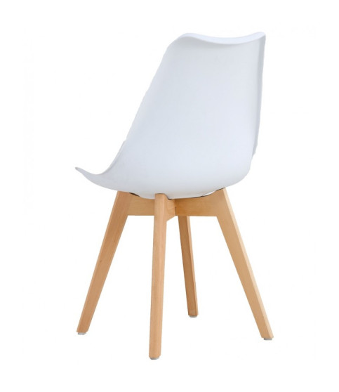 Silla TORRE 4P ( SU ), madera, polipropileno y cojín blanco