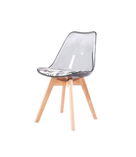Silla TORRE 4P, madera, transparente, cojín estampado moderno