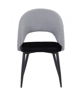 Silla CLEO, metal, tapizado pata de gallo con negro.