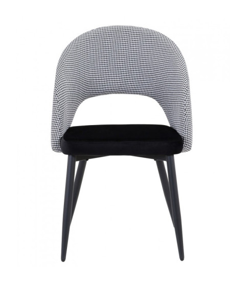 Silla CLEO, metal, tapizado pata de gallo con negro.