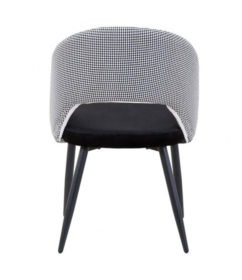 Silla CLEO, metal, tapizado pata de gallo con negro.