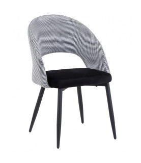 Silla CLEO, metal, tapizado pata de gallo con negro.