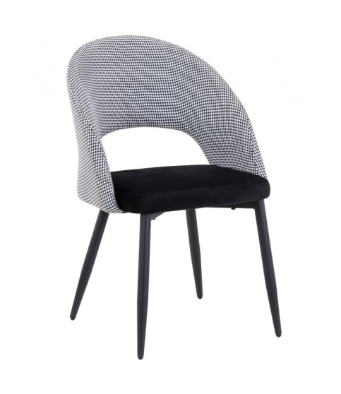 Silla CLEO, metal, tapizado pata de gallo con negro.