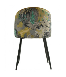 Silla PALM YELLOW, metal, tapizado velvet amarillo con trasera palm.