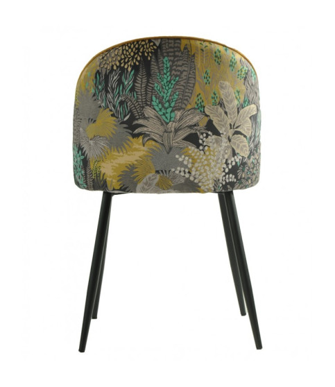 Silla PALM YELLOW, metal, tapizado velvet amarillo con trasera palm.