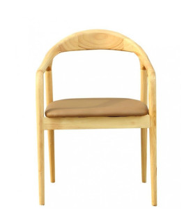 SILLÓN BALCANES HAYA NATURAL CON TAPIZADO EN ECOCUERO MARRÓN