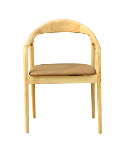 SILLÓN BALCANES HAYA NATURAL CON TAPIZADO EN ECOCUERO MARRÓN