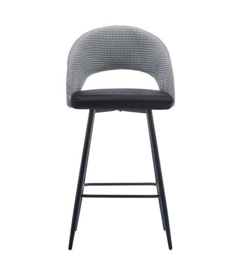 CLEO stool, metal, houndstooth with black upholstery.