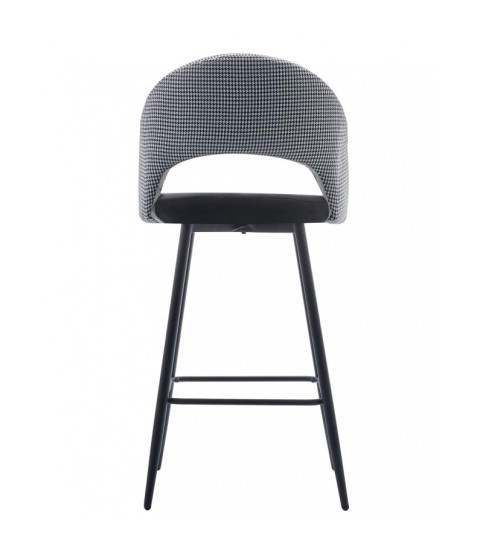 CLEO stool, metal, houndstooth with black upholstery.