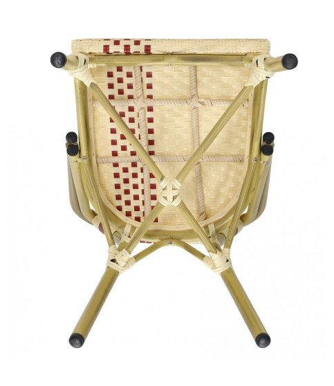 Silla PARIS apilable — aluminio y ratán blanco y marrón.