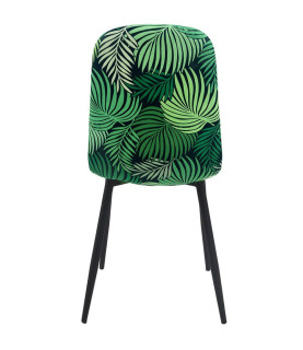 Silla HORUS NEW, metal, tapizado en velvet verde con trasera floral a juego
