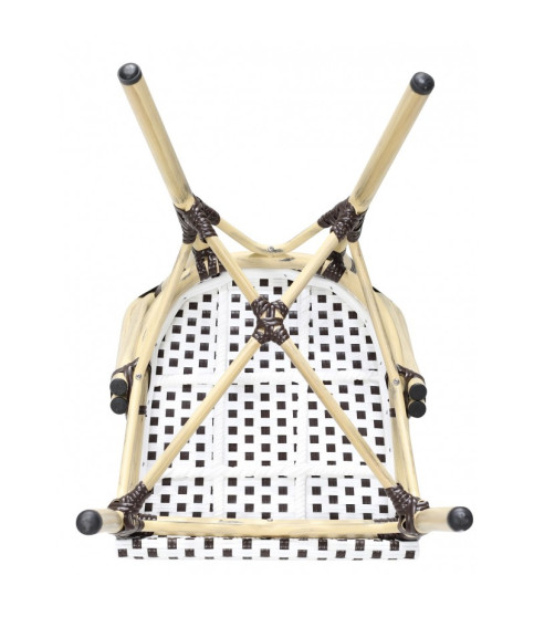 Silla PARIS apilable — aluminio y ratán blanco y marrón.
