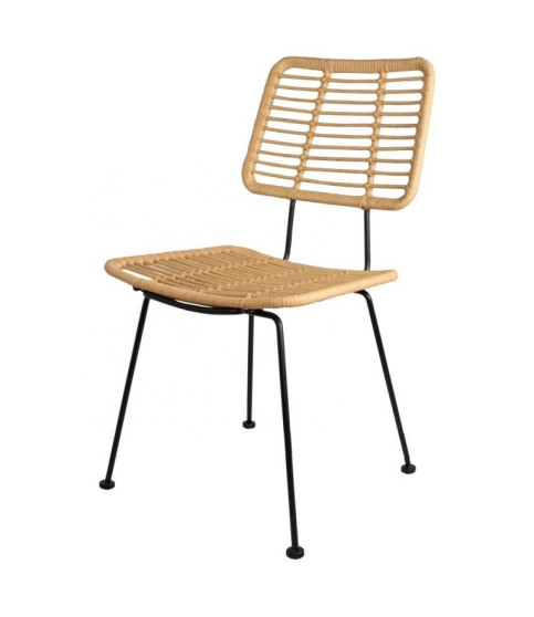 Silla SUMATRA — metal y ratán beige.