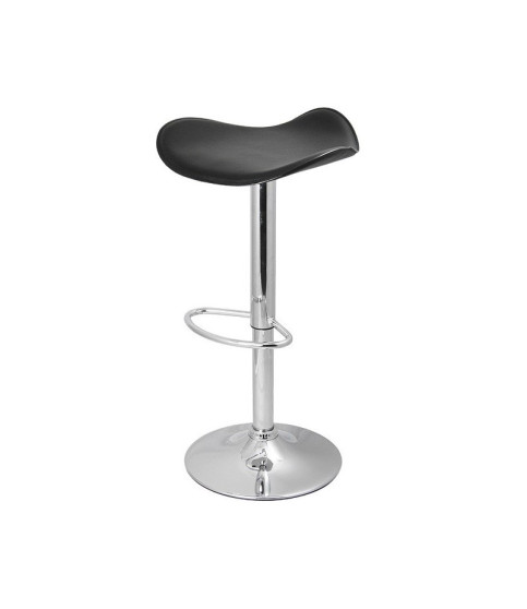 Taburete SAMBA (M), cromado, tapizado en nappel negro