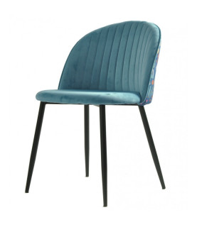 Silla CARNAVAL SKY BLUE, metal, tapizado velvet azul con trasera carnaval