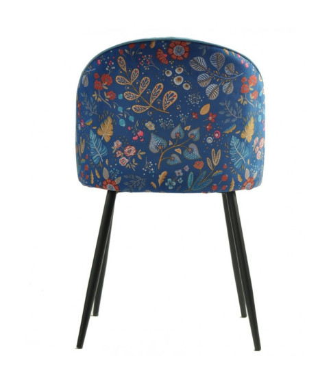 Silla CARNAVAL SKY BLUE, metal, tapizado velvet azul con trasera carnaval