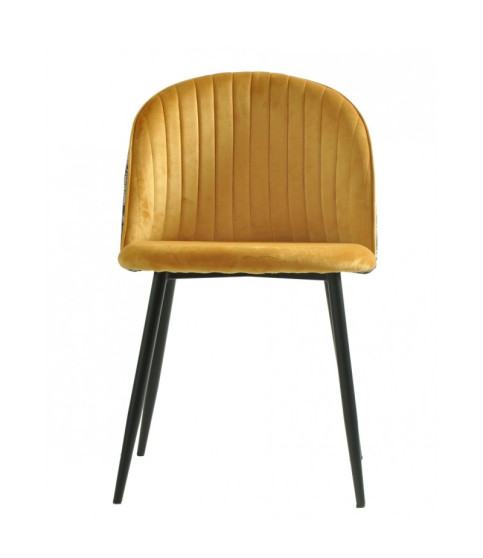 Silla CARNAVAL YELLOW, metal, tapizado velvet amarillo con trasera carnaval