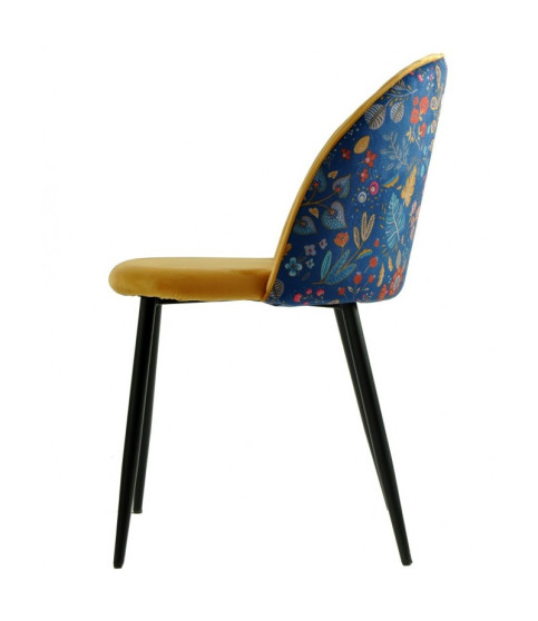 Silla CARNAVAL YELLOW, metal, tapizado velvet amarillo con trasera carnaval