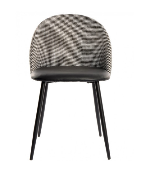 Silla ETNA, metal negro, tapizado pata de gallo y similpiel negra