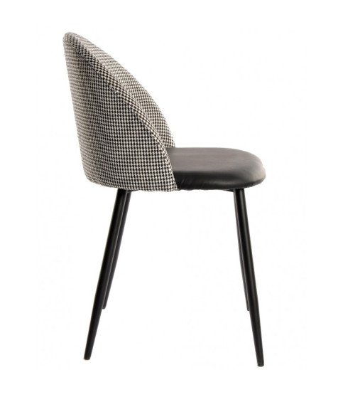 Silla ETNA, metal negro, tapizado pata de gallo y similpiel negra