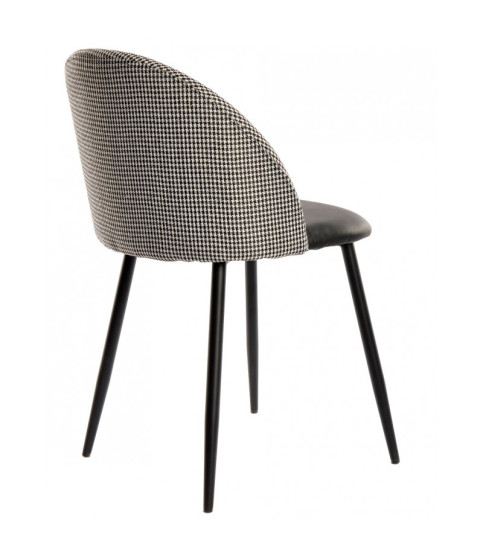 Silla ETNA, metal negro, tapizado pata de gallo y similpiel negra
