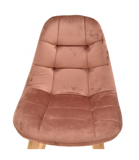 Silla LORENA, madera, tapizada velvet rosa coral