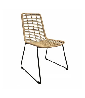 Silla LOTAK, metal, ratán beige