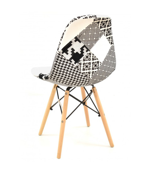 Silla STAR, madera de haya, tapizado patchwork combi bgn